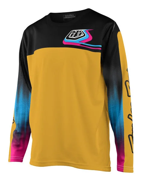 Troy Lee Designs Sprint Long Sleeve MTB Jersey - Youth - Jet Fuel - Golden - 2022