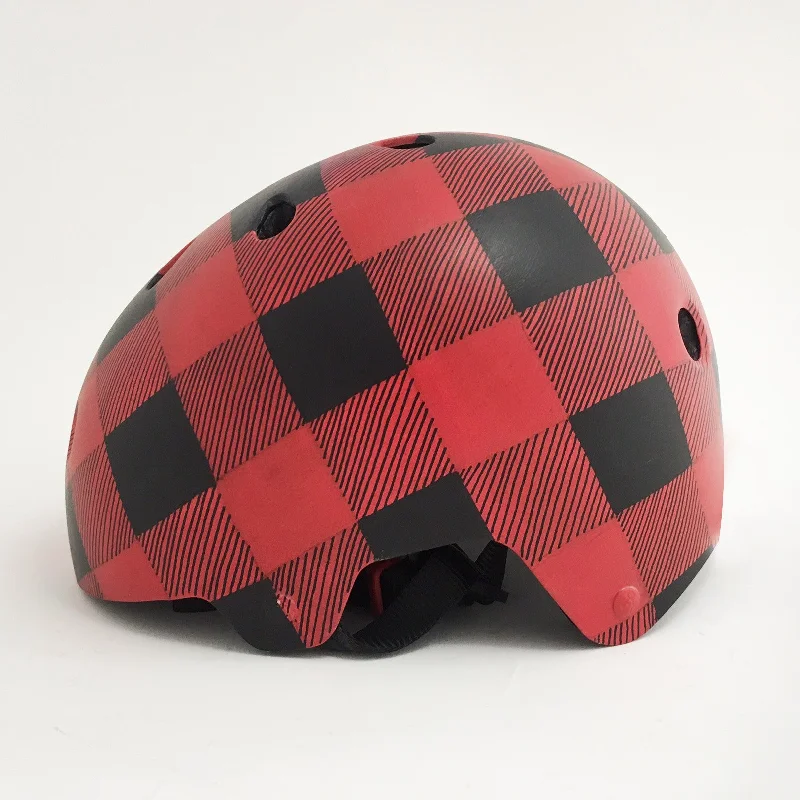 Red Checker Print Bike Helmet