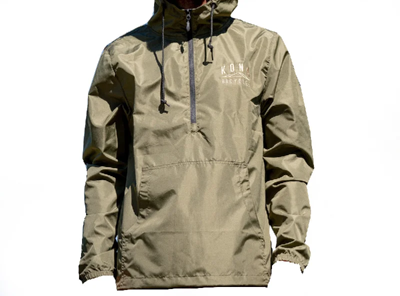 Kona North Shore Long Sleeve Windbreaker - Half Zip - Olive