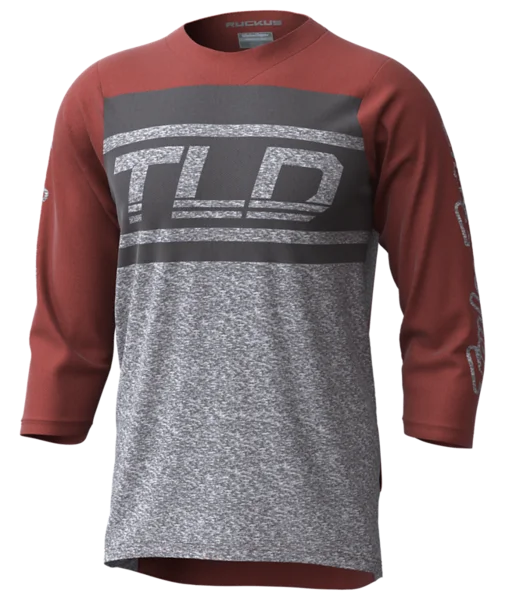 Troy Lee Designs Ruckus 3/4 Sleeve MTB Jersey - Bars - Red Clay-Gray Heather - 2023