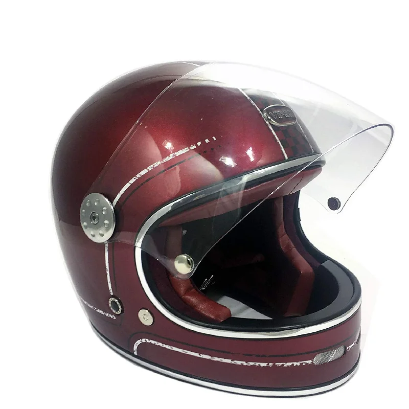 Viper F656 Vintage Full Face Helmet - Burgundy Chequered