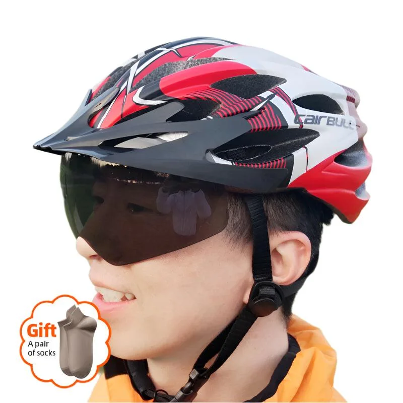 Bicycle Safety Helmets cairbull Removable Lens Visor Mountain Road Bike Helmet Integrally-molded Ultralight With Rearlight cap