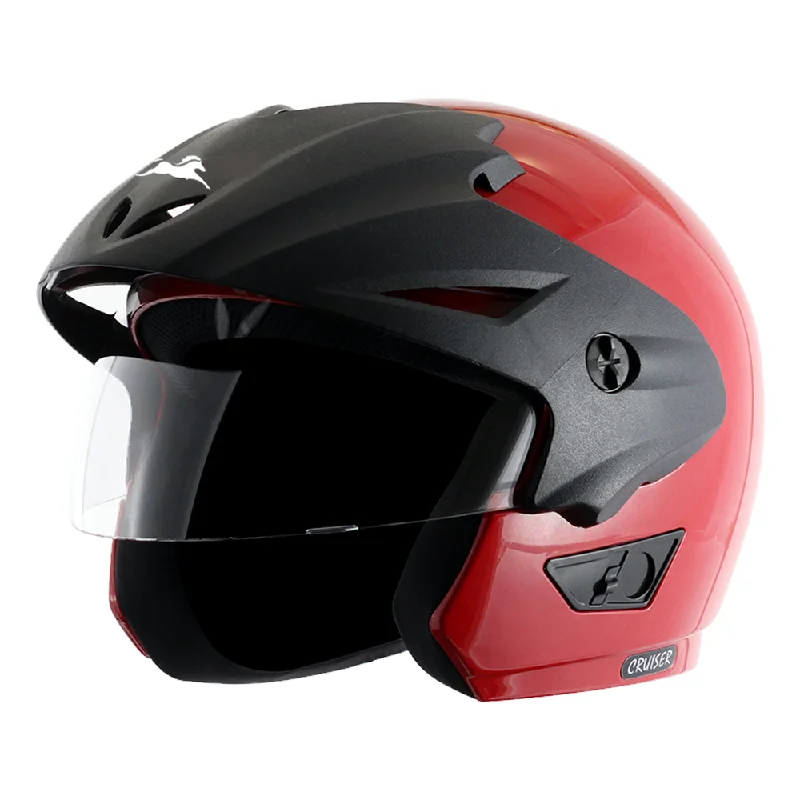 TVS Cruiser Half Face Helmet, Color: Red - ISI Certified