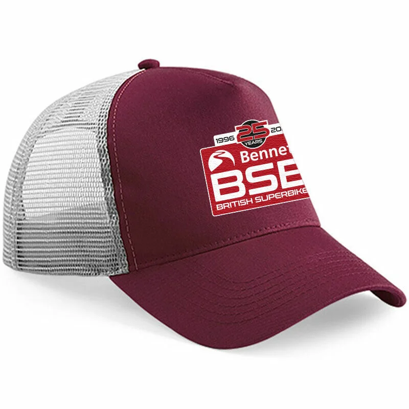 Official British Superbike Baseball Burgundy Mesh Truckers Cap - 2021 Bsb