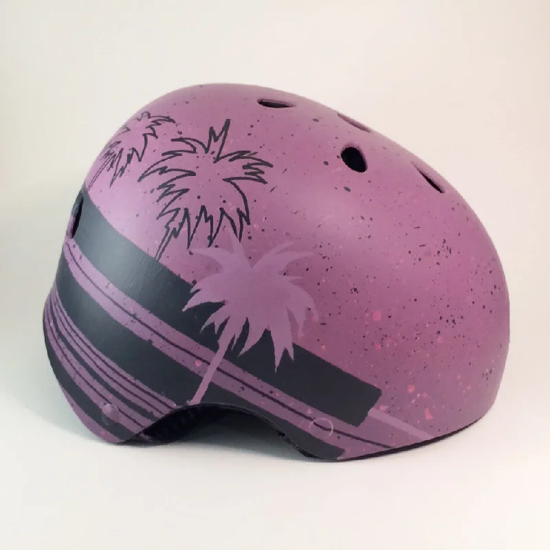 Purple Palm Trees Bike Helmet