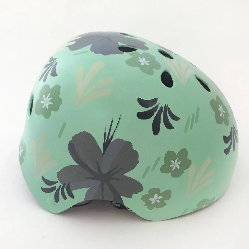 Green Floral Bike Helmet