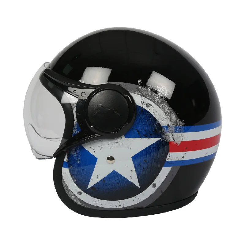 TVS Half Face Captain Motorbike Helmet (Black and Blue)