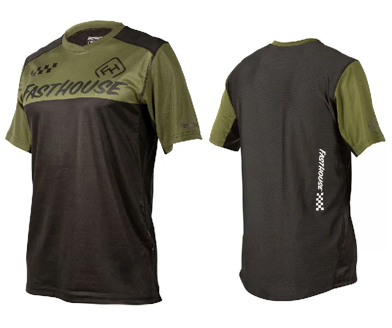 Fasthouse Alloy Block Short Sleeve MTB Jersey - Olive-Black