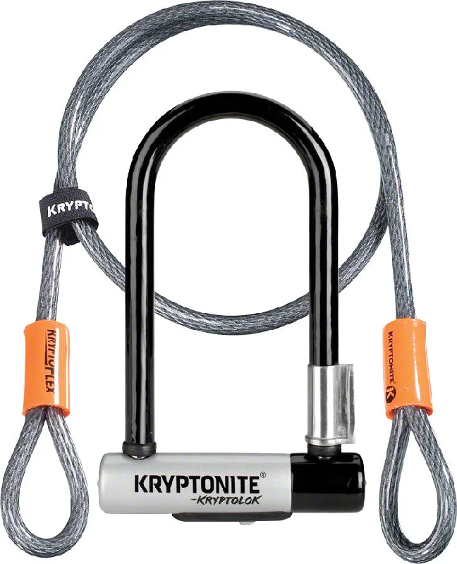 KRYPTONITE KRYPTOLOK U-LOCK - 3.25 X 7 KEYED BLACK INCLUDES 4' CABLE AND BRACKET