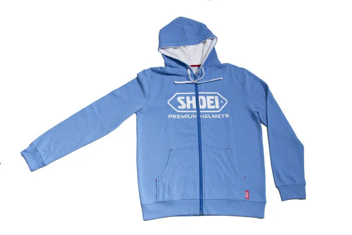 Shoei Motorcycle Helmets Logo Zip Up Hooded Jacket Hoodie - Blue