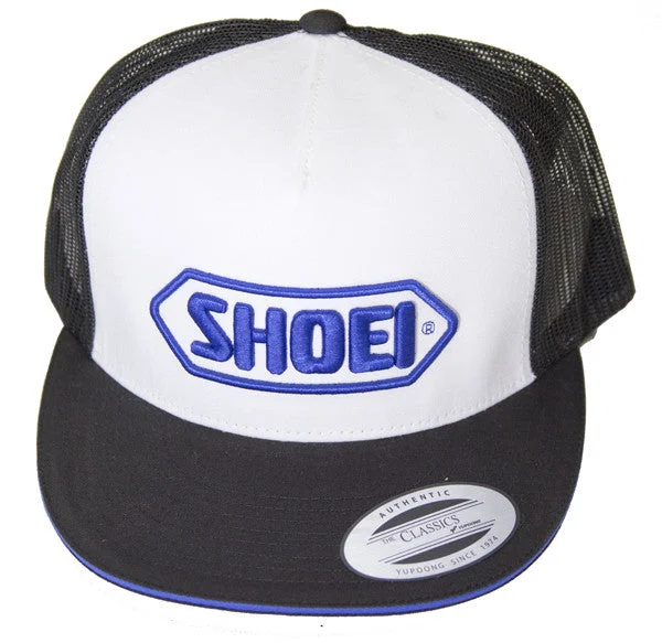 Official Shoei Premium Motorcycle Helmets Trucker Cap Hat - White (Blue Logo)