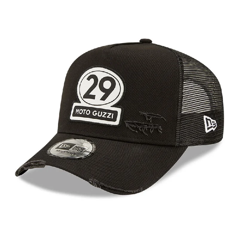 Official New Era Moto Guzzi Distressed Black Truckers Baseball Cap - 60221447