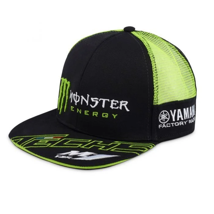 Official Tech 3 Monster Yamaha Flat Peak Mesh Baseball Cap -18T3M-Bbc-Green-Fp