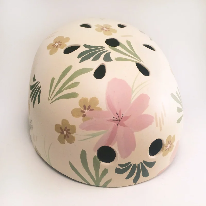 Cream Floral Bike Helmet