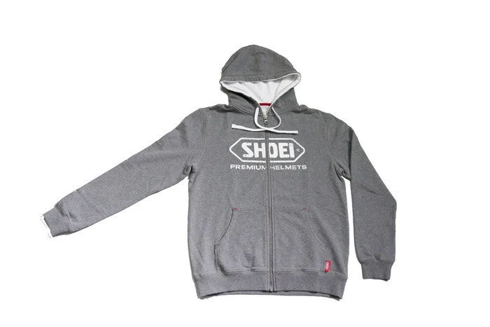 Shoei Motorcycle Helmets Logo Zip Up Hooded Jacket Hoodie - Grey