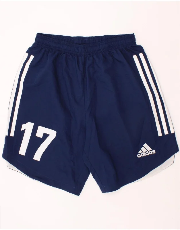 ADIDAS Boys Aeroready Graphic Sport Shorts 13-14 Years Navy Blue Polyester