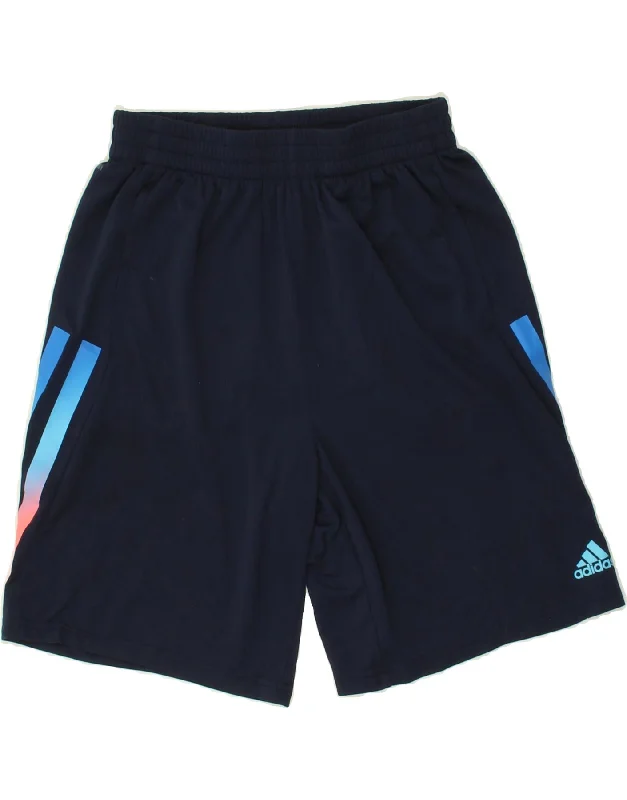 ADIDAS Boys Aeroready Graphic Sport Shorts 13-14 Years XL Navy Blue