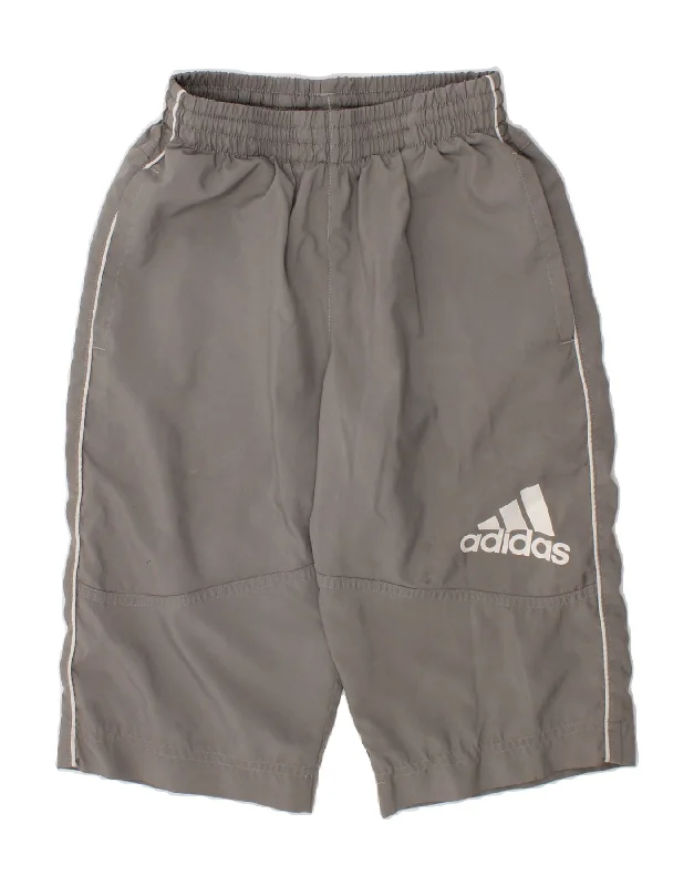 ADIDAS Boys Bermuda Sport Shorts 7-8 Years Grey Polyester