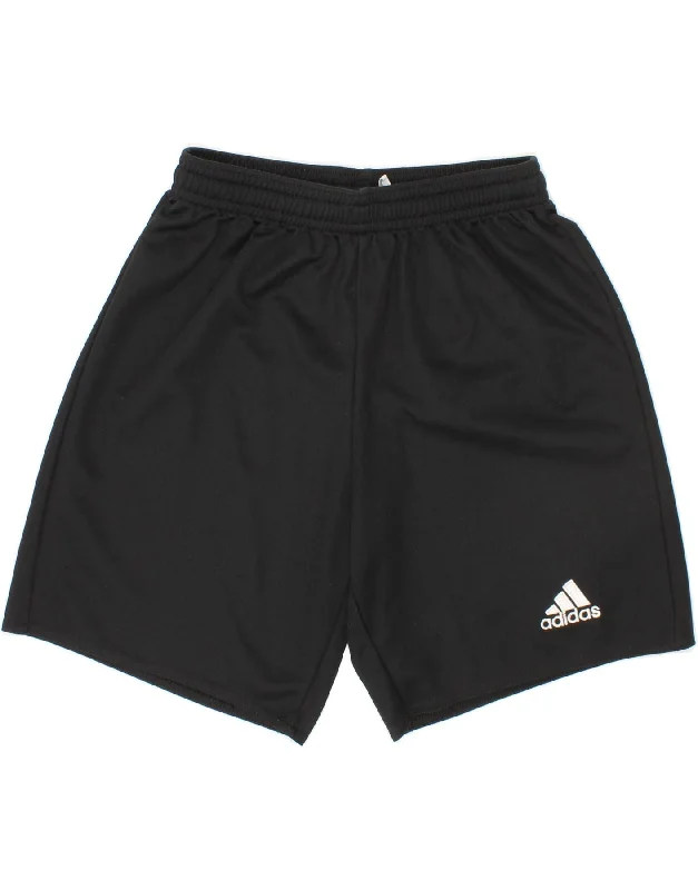 ADIDAS Boys Climalite Graphic Sport Shorts 9-10 Years Black Polyester