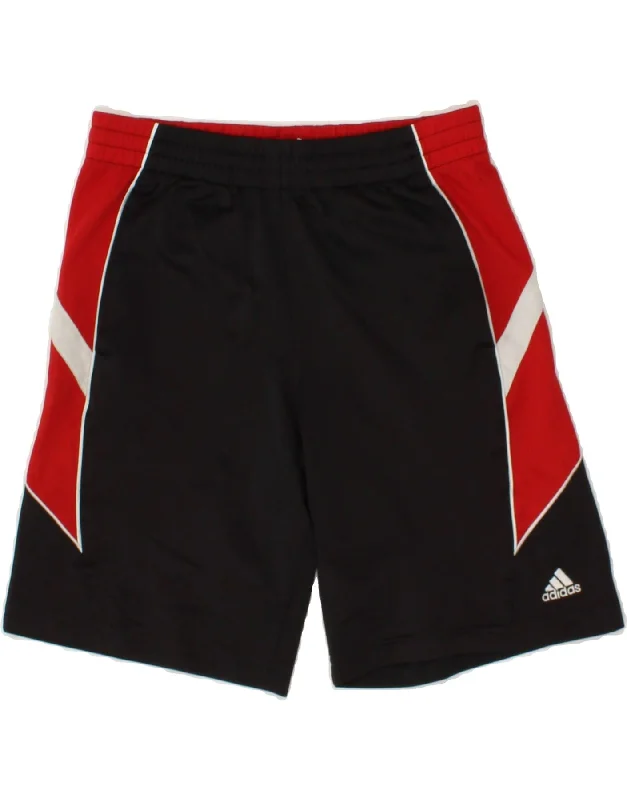 ADIDAS Boys Climalite Sport Shorts 11-12 Years Black Colourblock Polyester