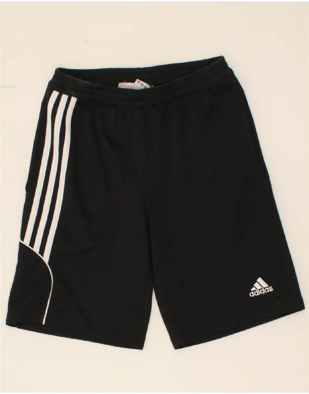 ADIDAS Boys Climalite Sport Shorts 11-12 Years Black Polyester