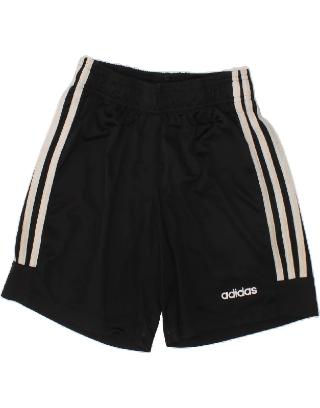 ADIDAS Boys Climalite Sport Shorts 11-12 Years Black Polyester