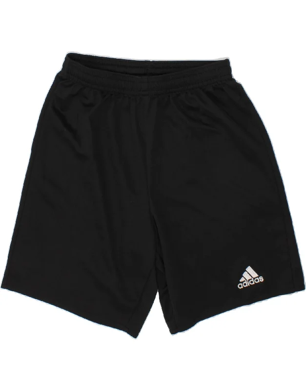 ADIDAS Boys Climalite Sport Shorts 11-12 Years Black Polyester