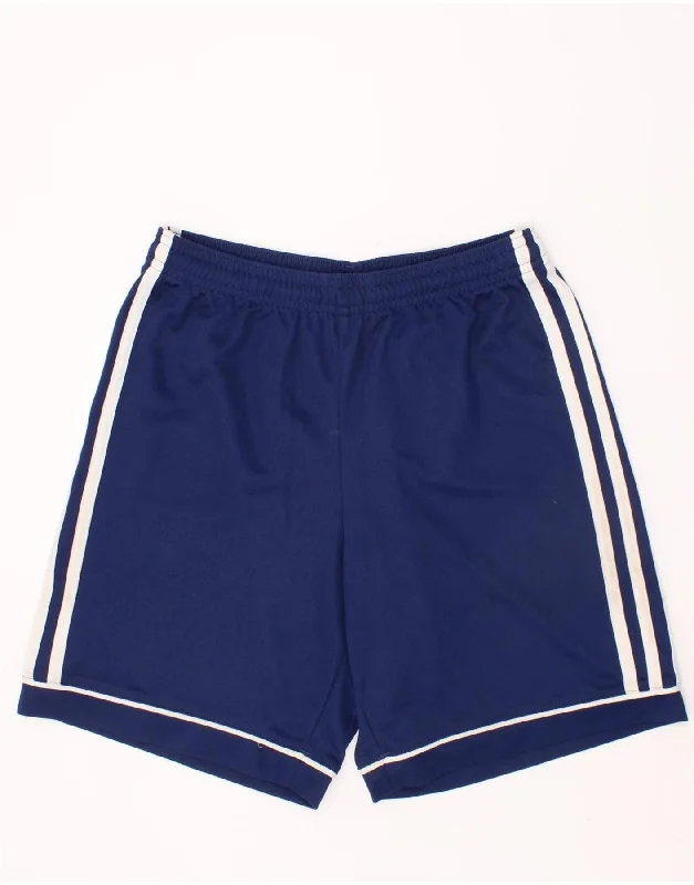 ADIDAS Boys Climalite Sport Shorts 11-12 Years Navy Blue Polyester