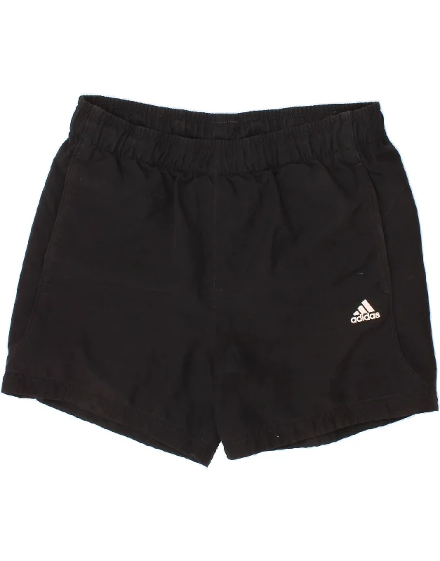 ADIDAS Boys Climalite Sport Shorts 13-14 Years Black Polyester