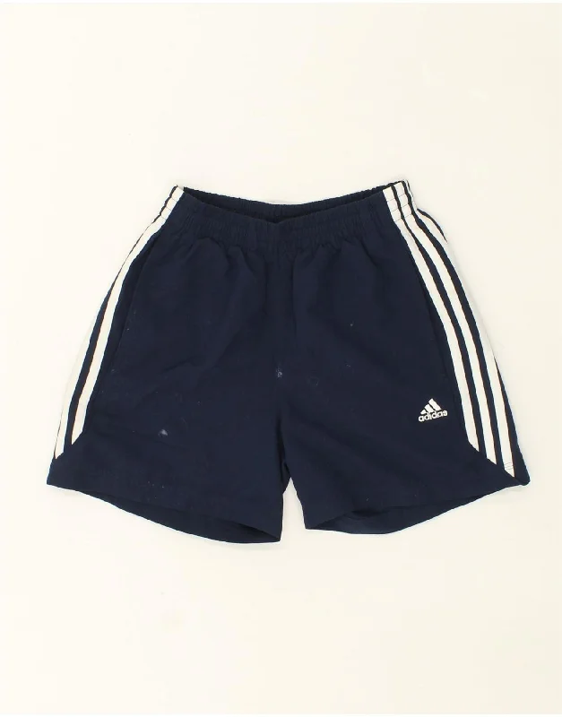 ADIDAS Boys Climalite Sport Shorts 13-14 Years Navy Blue Polyester