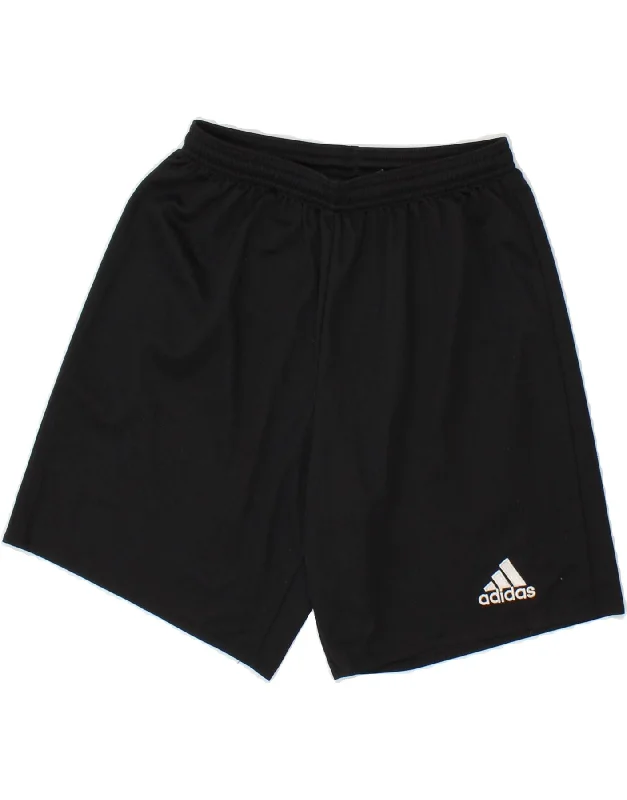 ADIDAS Boys Climalite Sport Shorts 15-16 Years Black Polyester