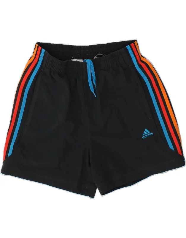 ADIDAS Boys Climalite Sport Shorts 15-16 Years Navy Blue Polyester