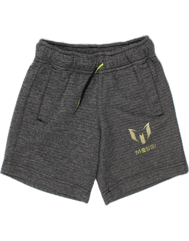 ADIDAS Boys Climalite Sport Shorts 5-6 Years Grey Polyester