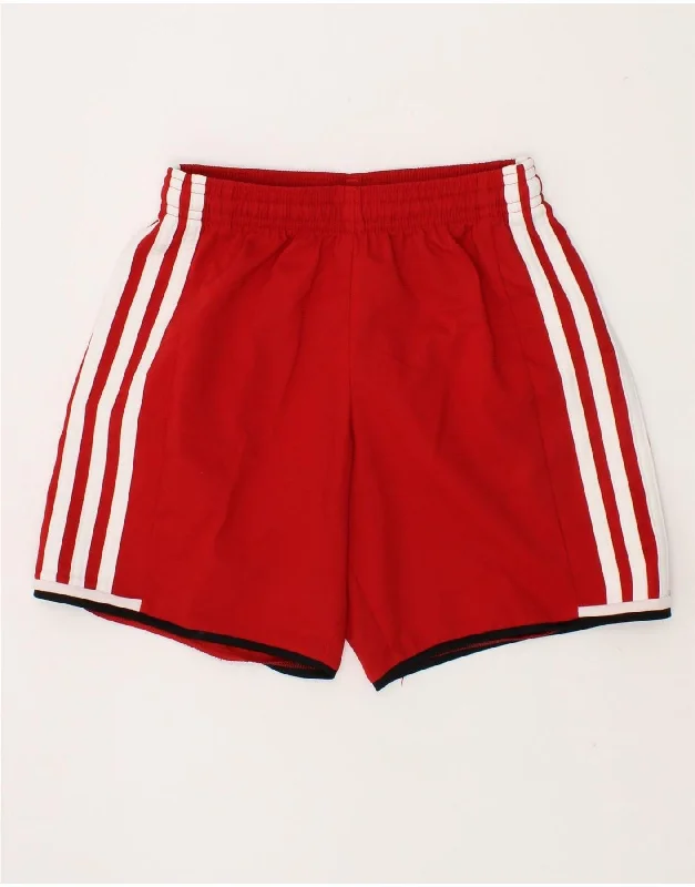 ADIDAS Boys Climalite Sport Shorts 7-8 Years Red Polyester