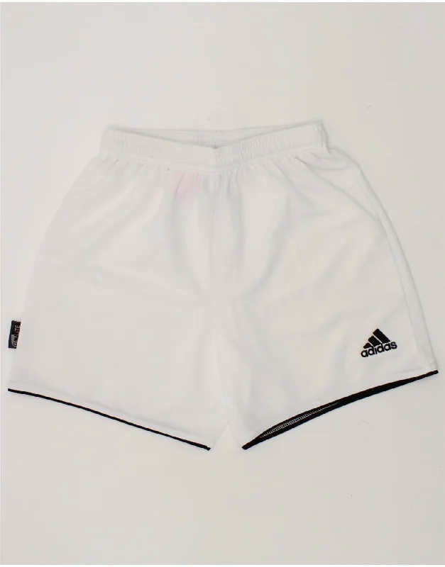 ADIDAS Boys Climalite Sport Shorts 9-10 Years 2XS White Polyester