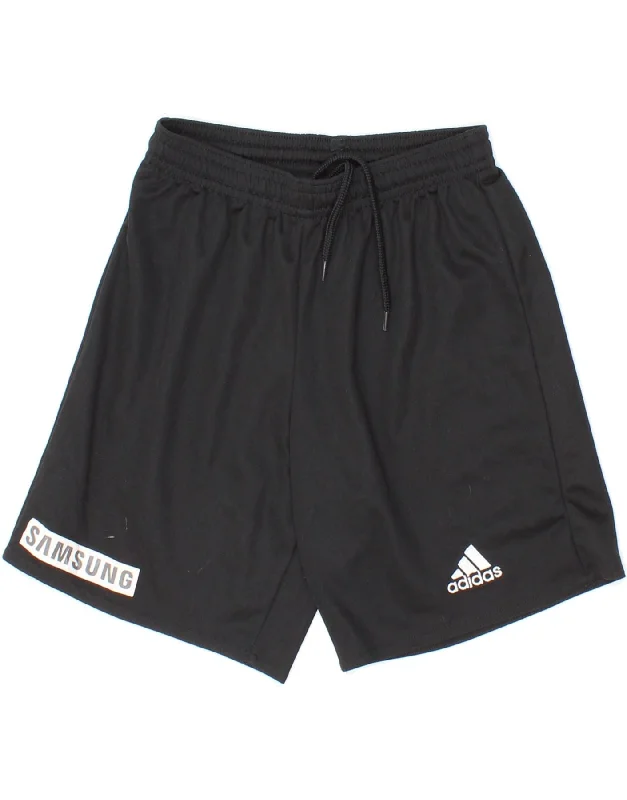 ADIDAS Boys Climalite Sport Shorts 9-10 Years Black Polyester