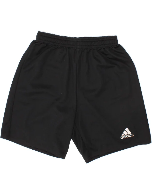 ADIDAS Boys Climalite Sport Shorts 9-10 Years Black Polyester