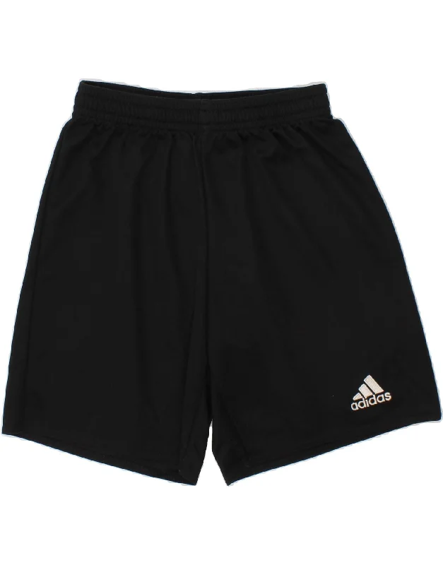 ADIDAS Boys Climalite Sport Shorts 9-10 Years Black Polyester