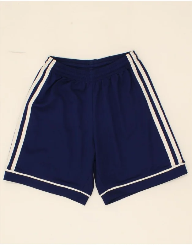 ADIDAS Boys Climalite Sport Shorts 9-10 Years Navy Blue Polyester