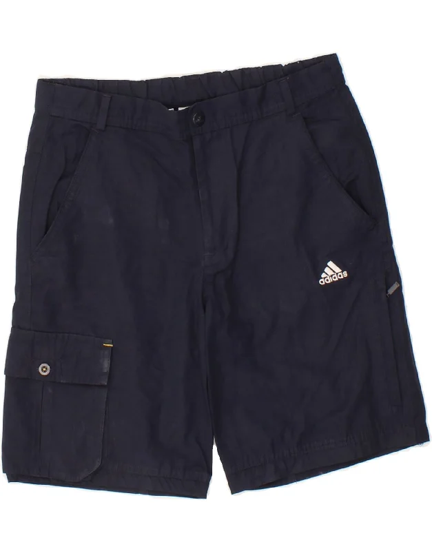 ADIDAS Boys Graphic Cargo Shorts 11-12 Years W26 Navy Blue Cotton