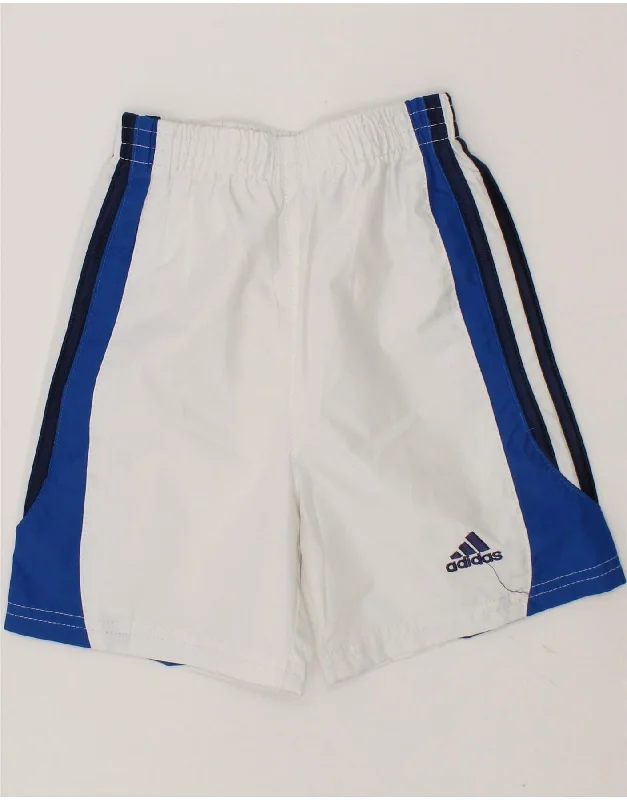 ADIDAS Boys Graphic Sport Shorts 2-3 Years White Colourblock Polyester