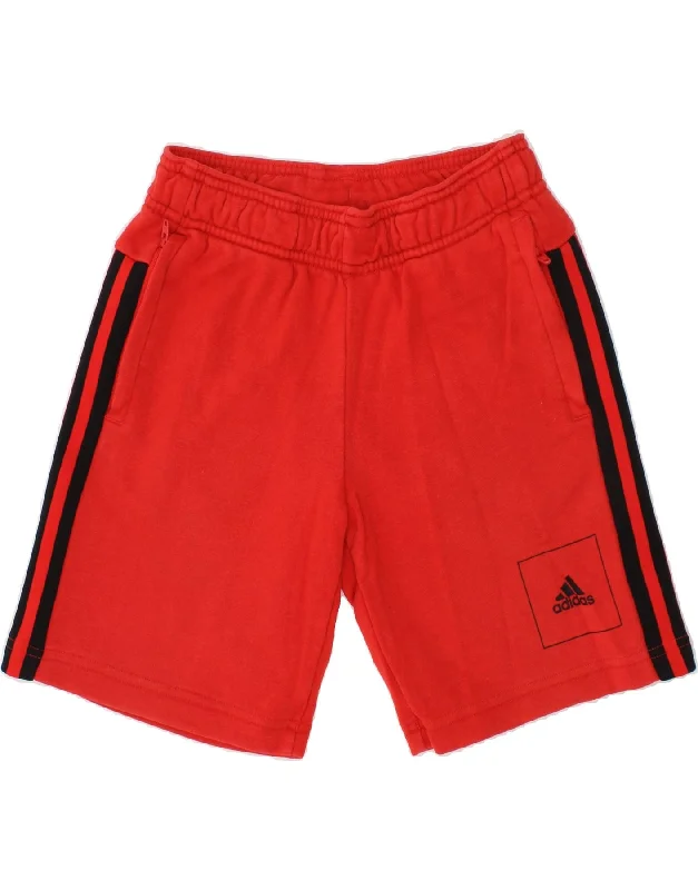 ADIDAS Boys Graphic Sport Shorts 9-10 Years Red Cotton