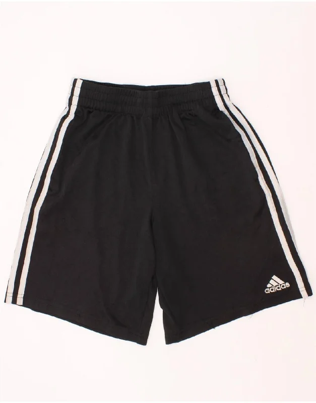 ADIDAS Boys Sport Shorts 10-11 Years Black Polyester