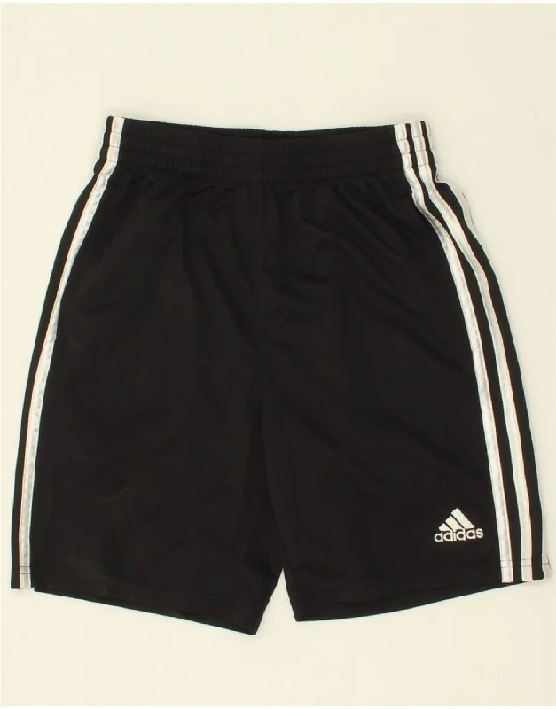 ADIDAS Boys Sport Shorts 10-11 Years Medium Black Polyester