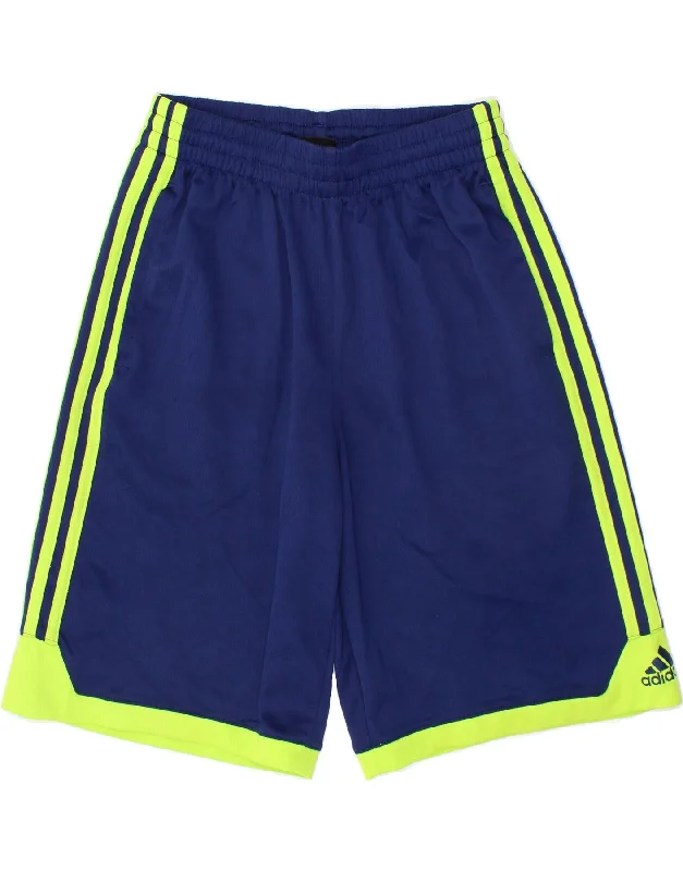 ADIDAS Boys Sport Shorts 10-11 Years Medium  Navy Blue Polyester