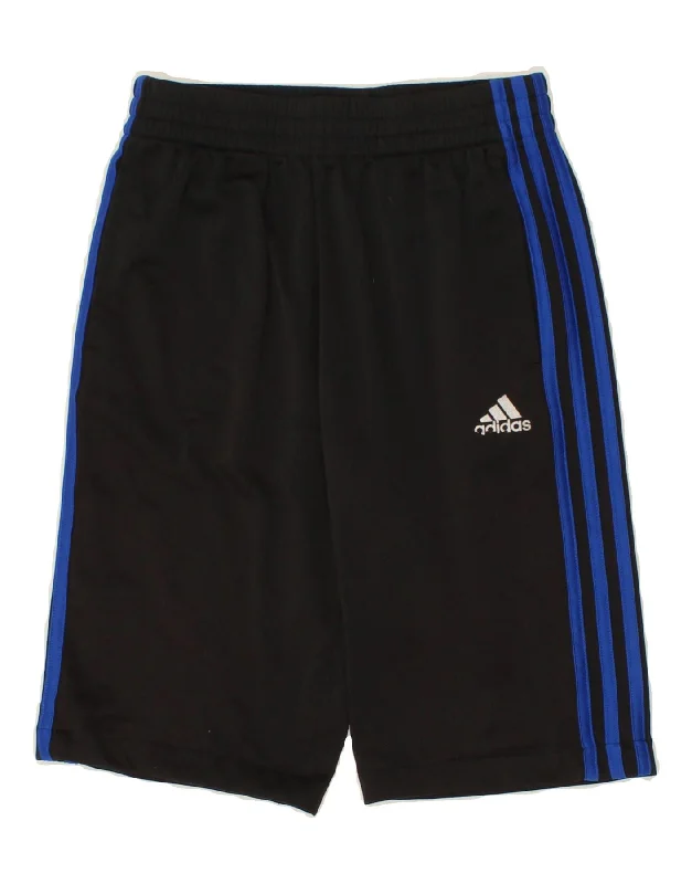 ADIDAS Boys Sport Shorts 12-13 Years Large Black Polyester