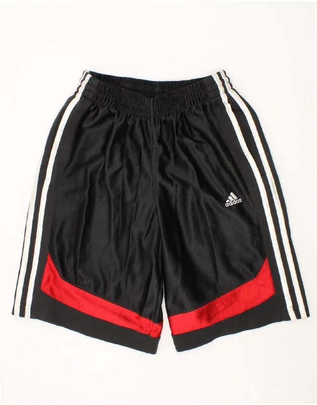 ADIDAS Boys Sport Shorts 13-14 Years Black Colourblock Polyester