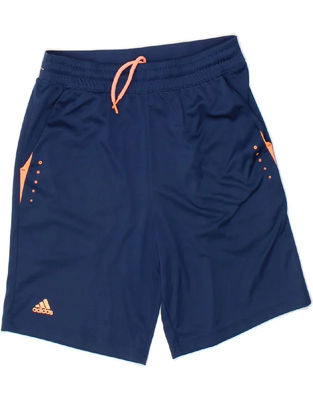 ADIDAS Boys Sport Shorts 13-14 Years Large Navy Blue Polyester