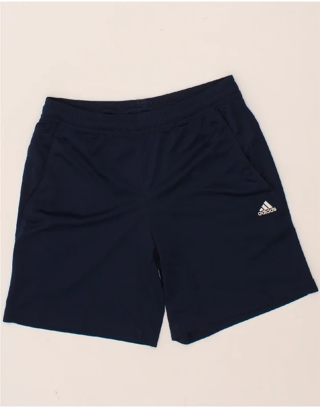 ADIDAS Boys Sport Shorts 13-14 Years Navy Blue Polyester