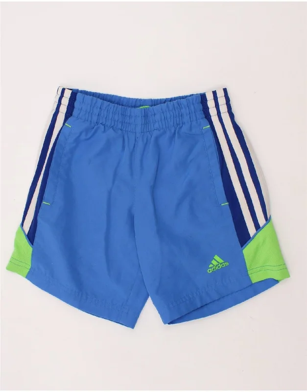 ADIDAS Boys Sport Shorts 4-5 Years Blue Colourblock Polyester